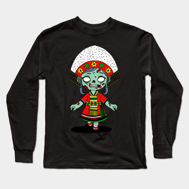 Cute Taiwanese Zombie Long Sleeve T-Shirt by H. R. Sinclair