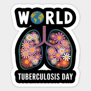 World Tuberculosis Day – Health Awareness Flowers & Lungs Design Magnet