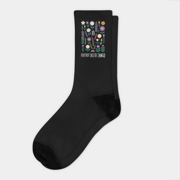 Foxtrot Delta Tango  – Funny Floral Military Alphabet - Flower Foxtrots Delta Tangos Socks by ArtistTee ⭐⭐⭐⭐⭐