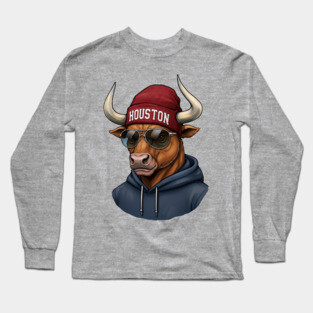 Houston Spirit Animal Texan Bull Long Sleeve T-Shirt