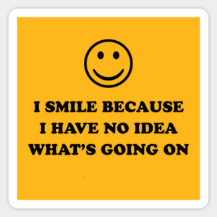 I SMILE BECAUSE I HAVE NO IDEA :) Sticker
