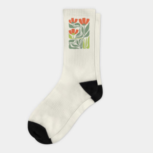 Modern Floral Botanical Illustration Socks