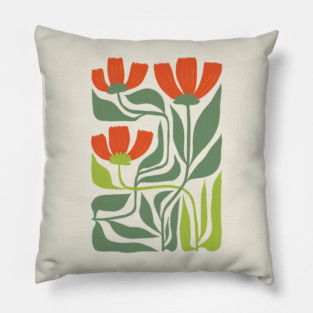 Modern Floral Botanical Illustration Pillow