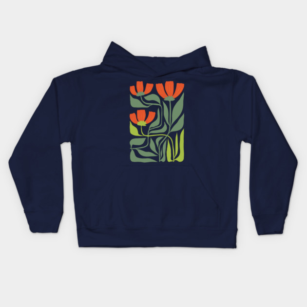 Modern Floral Botanical Illustration Kids Hoodie by JunkyDotCom