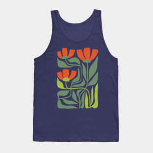 Modern Floral Botanical Illustration Tank Top