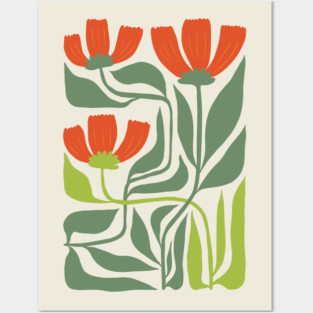 Modern Floral Botanical Illustration Posters and Art