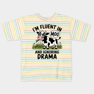 Moo and Ignore: Cow with Sunglasses Kids T-Shirt