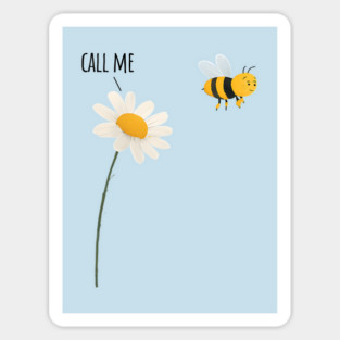 Flower and Pollinating Bee funny design Sticker