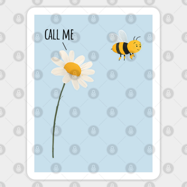 Flower and Pollinating Bee funny design Sticker by Luxinda