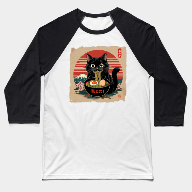 Ramen Cat Baseball T-Shirt by BA