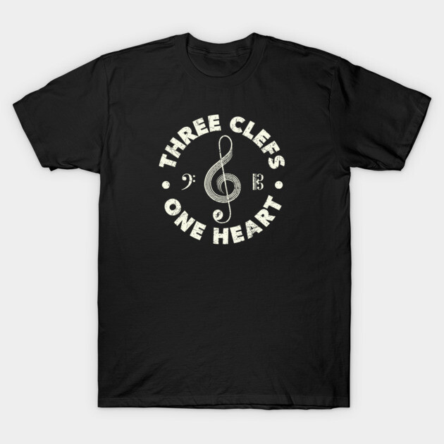 Three Clefs, One Heart. Dark Edition T-Shirt by filiposwear