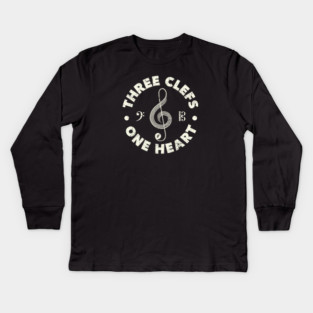 Three Clefs, One Heart. Dark Edition Kids Long Sleeve T-Shirt
