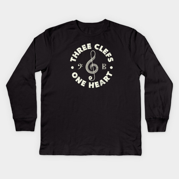 Three Clefs, One Heart. Dark Edition Kids Long Sleeve T-Shirt by filiposwear
