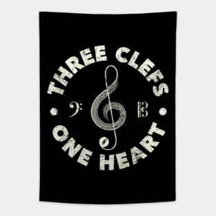 Three Clefs, One Heart. Dark Edition Tapestry