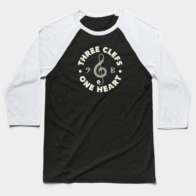 Three Clefs, One Heart. Dark Edition Baseball T-Shirt by filiposwear