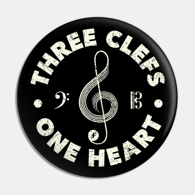 Three Clefs, One Heart. Dark Edition Pin by filiposwear