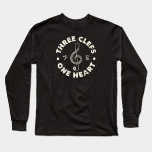 Three Clefs, One Heart. Dark Edition Long Sleeve T-Shirt