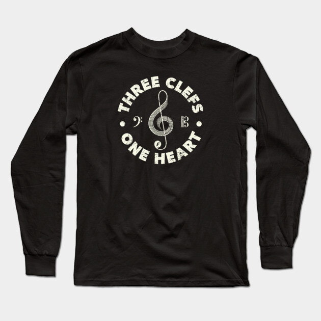 Three Clefs, One Heart. Dark Edition Long Sleeve T-Shirt by filiposwear