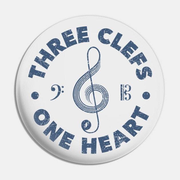 Three Clefs, One Heart. Light Edition Pin by filiposwear