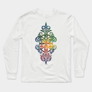 Rainbow Tribal Mandala - Colorful Boho Geometric Tattoo-Inspired Design Long Sleeve T-Shirt