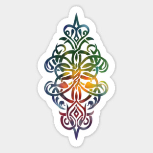 Rainbow Tribal Mandala - Colorful Boho Geometric Tattoo-Inspired Design Sticker