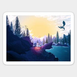 Camping in the mountains Sticker