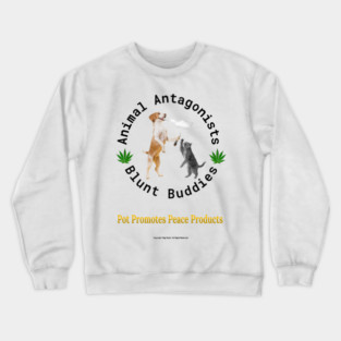 Dog & Cat, Animal Antagonists, Blunt Buddies motif Crewneck Sweatshirt