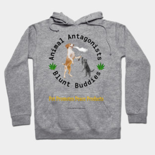 Dog & Cat, Animal Antagonists, Blunt Buddies motif Hoodie