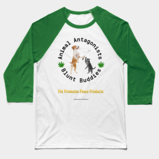Dog & Cat, Animal Antagonists, Blunt Buddies motif Baseball T-Shirt