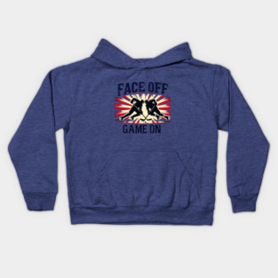Face Off, Game On - Vintage Hockey Design Kids Hoodie