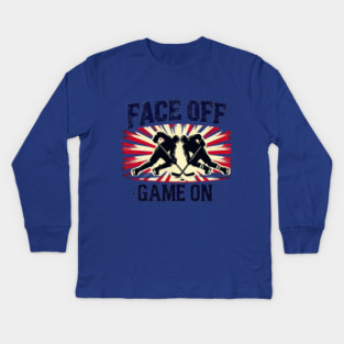 Face Off, Game On - Vintage Hockey Design Kids Long Sleeve T-Shirt