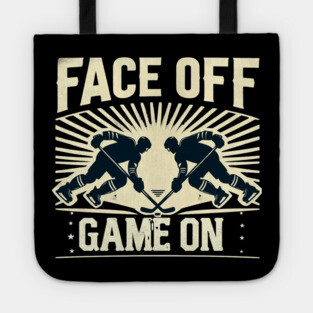 Face Off, Game On - Vintage Hockey Design Tote