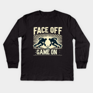 Face Off, Game On - Vintage Hockey Design Kids Long Sleeve T-Shirt
