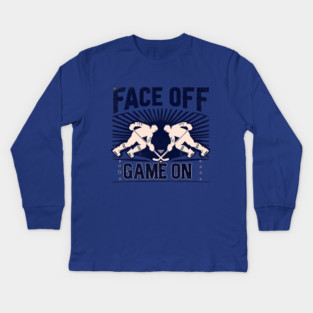 Face Off, Game On - Vintage Hockey Design Kids Long Sleeve T-Shirt