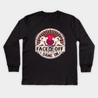Face Off, Game On - Vintage Hockey Design Kids Long Sleeve T-Shirt