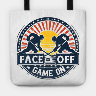 Face Off, Game On - Vintage Hockey Design Tote