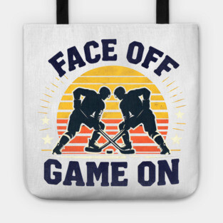 Face Off, Game On - Vintage Hockey Design Tote