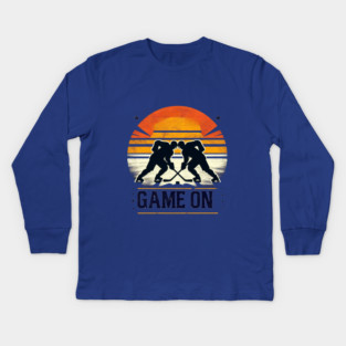 Game On - Vintage Hockey Faceoff Design Kids Long Sleeve T-Shirt