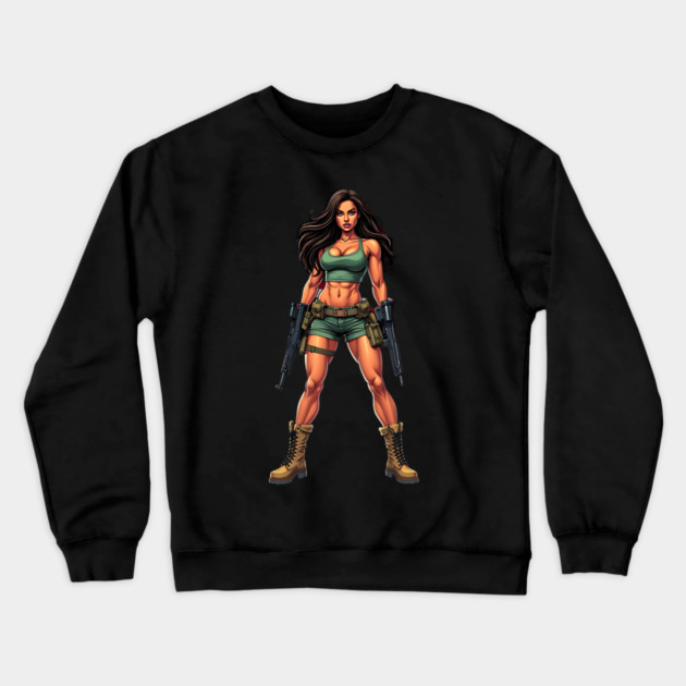 Machine Gun Girl Crewneck Sweatshirt by animegirlnft