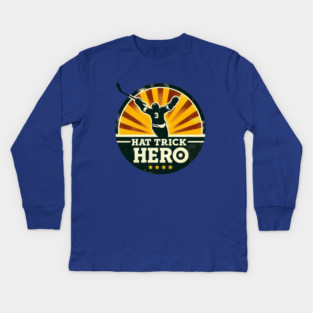 Hat Trick Hero – Vintage Hockey Design Kids Long Sleeve T-Shirt