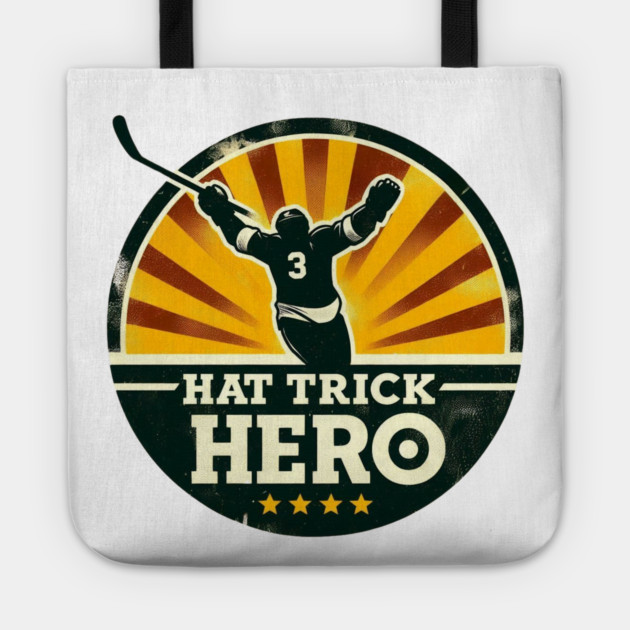 Hat Trick Hero – Vintage Hockey Design Tote by Ben's Store 1