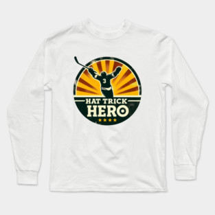 Hat Trick Hero – Vintage Hockey Design Long Sleeve T-Shirt