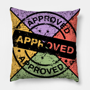 Retro Grunge Approved Stamp – Distressed Pop Art Badge Pillow