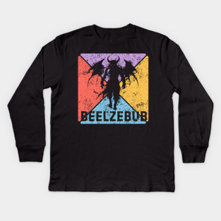 Beelzebub Demon Retro Art – Occult Grunge Aesthetic Kids Long Sleeve T-Shirt