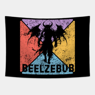 Beelzebub Demon Retro Art – Occult Grunge Aesthetic Tapestry