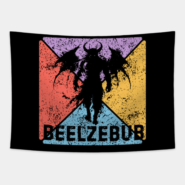 Beelzebub Demon Retro Art – Occult Grunge Aesthetic Tapestry by TuncGK