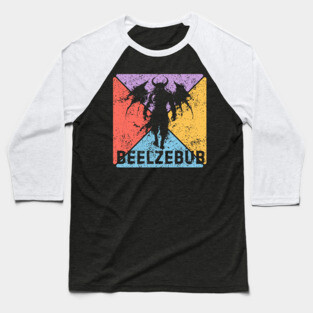 Beelzebub Demon Retro Art – Occult Grunge Aesthetic Baseball T-Shirt
