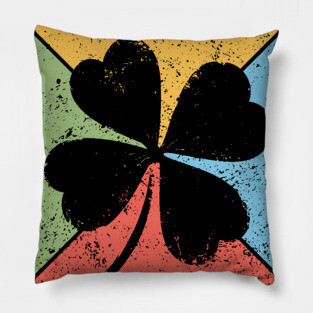 Lucky Clover Retro Pop Art – St. Patrick’s Grunge Style Pillow