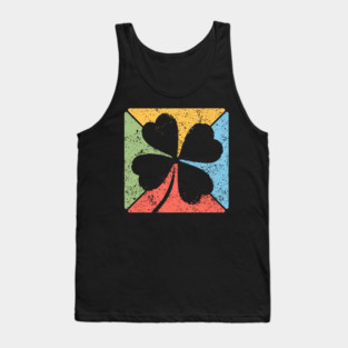 Lucky Clover Retro Pop Art – St. Patrick’s Grunge Style Tank Top