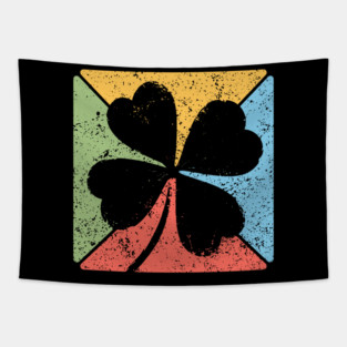 Lucky Clover Retro Pop Art – St. Patrick’s Grunge Style Tapestry
